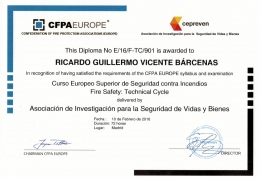 TITULO EUROPEO SUPERIOR DE SEGURIDAD CONTRA INCENDIOS TITULO EUROPEO SUPERIOR DE SEGURIDAD CONTRA INCENDIOS