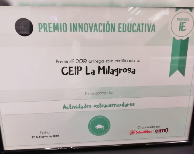 El Colegio La Milagrosa ganador en su categoría en la II Edición de los Premios de Innovación Educativa