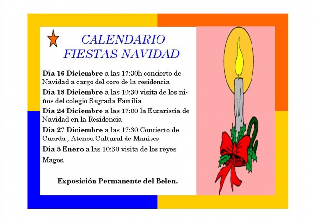 Calendario de actividades para estas Navidades